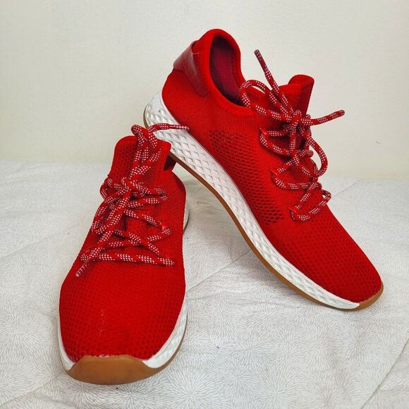 Urban Sport by J/Slides Shoes - Urban Sport by J/Slide red mesh knit sport sneakers with white soles Ophelia  7